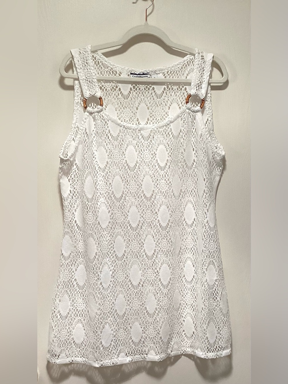 croft & barrow White Crochet Ring-Detail Swimsuit Coverup